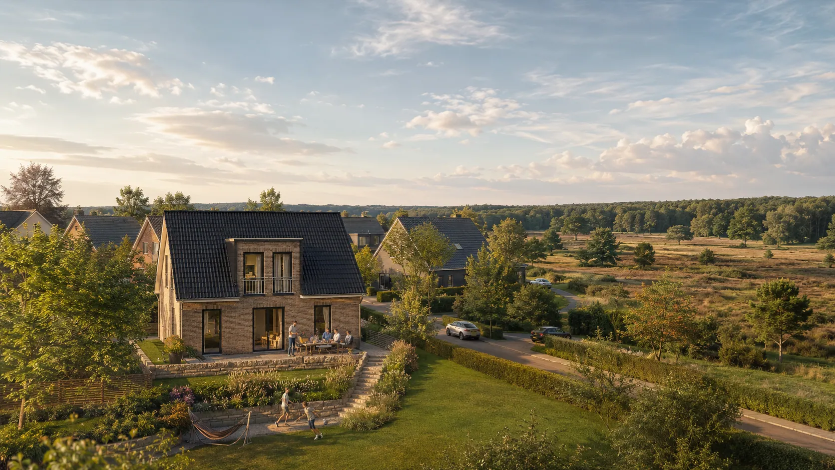 Einfamilienhaus mit Garten am Ortsrand, Visualisierung